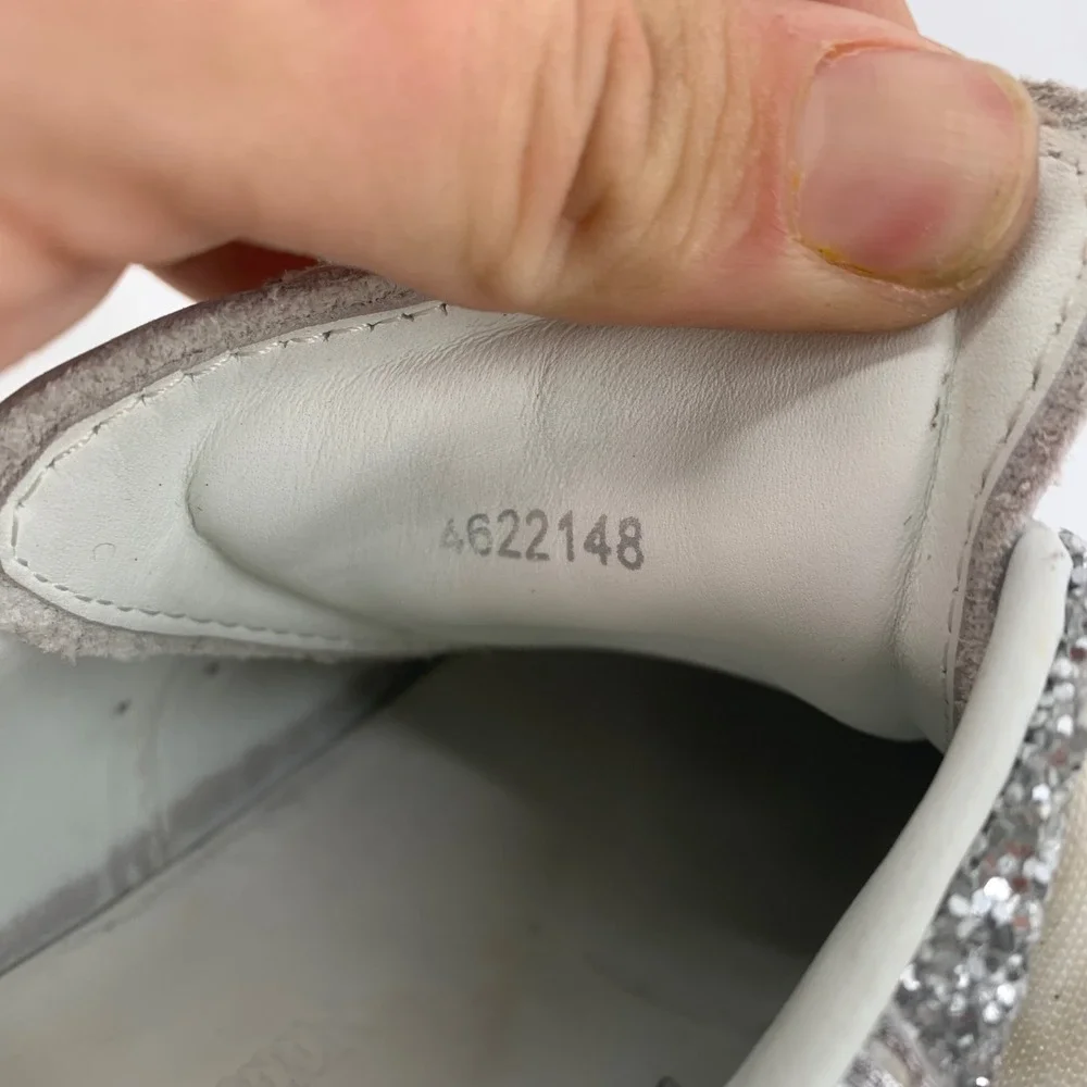 Alexander McQueen Womans 10 Oversized Silver Glitter Platform Sneakers 40